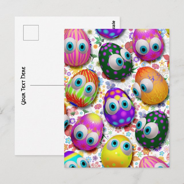 Cartão Postal Cute and Funny Easter Eggs Cartoon (Frente/Verso)