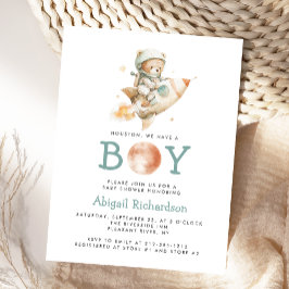 Cartão Postal Cute Astronaut Teddy Bear Boy Baby Shower Invite