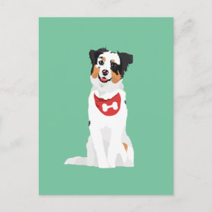 Cartão Postal Cute Australian Shepherd Puppy with Red Bandana