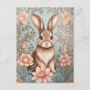 Cartão Postal Cute Baby Bunny Pastel Floral