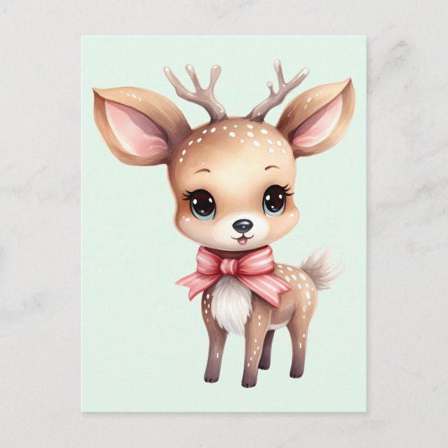 Cartão Postal Cute Baby Deer Cartoon Illustration (Frente)