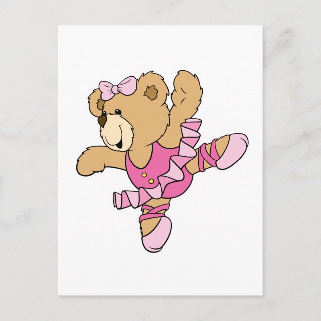 Cartão Postal Cute Ballerina Bear (Frente)