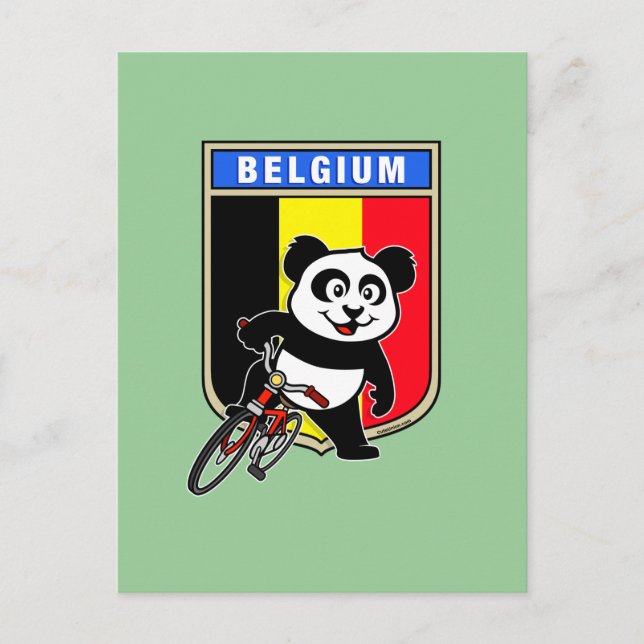 Cartão Postal Cute Belgium Cycling Panda (Frente)