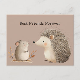 Cartão Postal Cute Brown Cream Hedgehog Mouse