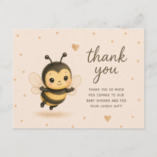 Cartão Postal Cute Bumblebee Baby Shower Obrigado