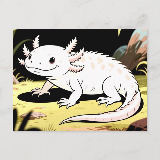 Cartão Postal Cute Cartoon Axolotl  (Frente)