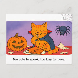 Cartão Postal Cute Cartoon Cat Dressed as Little Vampire