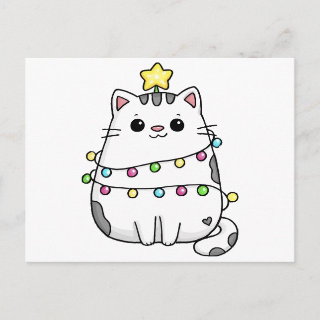 Cartão Postal Cute Cat Christmas design  (Frente)