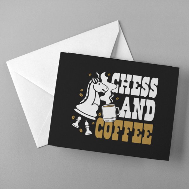 Cartão Postal Cute Chess and Coffee Chess Lover Knight Art (Cute Chess and Coffee Chess Lover Knight Art Postcard)