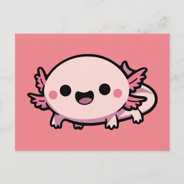 Cartão Postal Cute Chibi Axolotl (Frente)