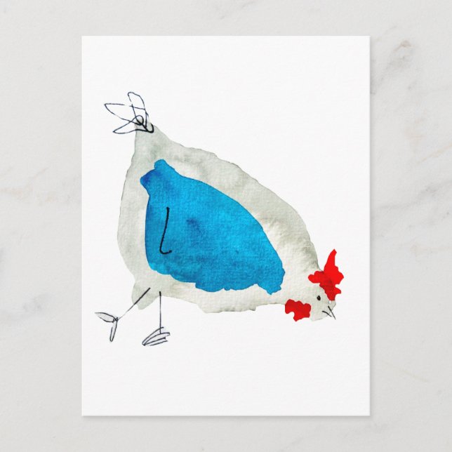 Cartão Postal Cute chickens watercolor (Frente)