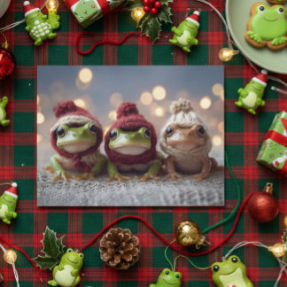 Cartão Postal Cute Christmas Frogs
