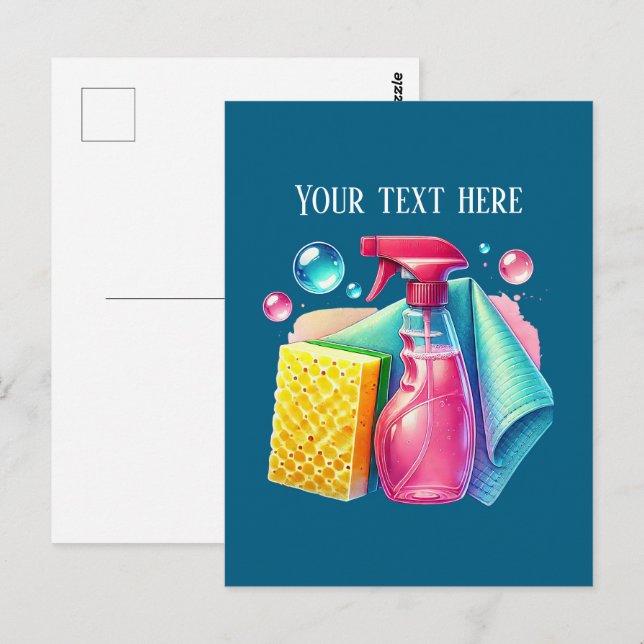 Cartão Postal Cute cleaning business customizable (Frente/Verso)