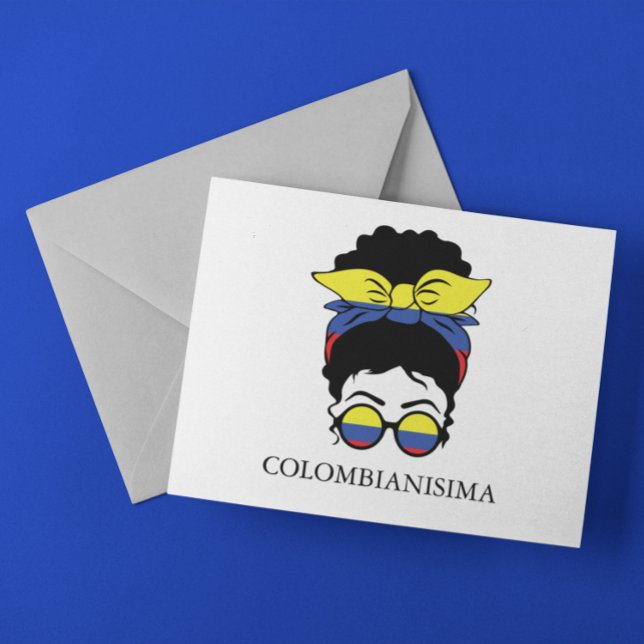 Cartão Postal CUTE COLOMBIANISIMA Colombiana Flag (CUTE COLOMBIANISIMA Colombian Girl Flag Postcard)