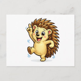 Cartão Postal Cute Dancing Hedgehog Cartoon | Funny Woodland Ani