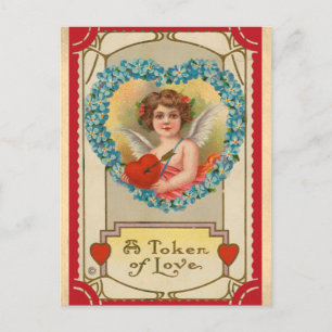 Cartão Postal Cute Dia dos Namorados Vintage Anjo Vitoriano Amor