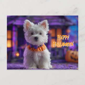 Cartão Postal Cute Dog Happy Halloween Haunted House