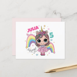 Cartão Postal Cute Doll Girl Thank you card