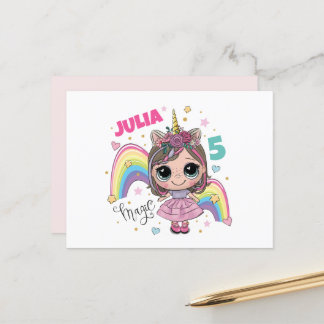 Cartão Postal Cute Doll Girl Thank you card