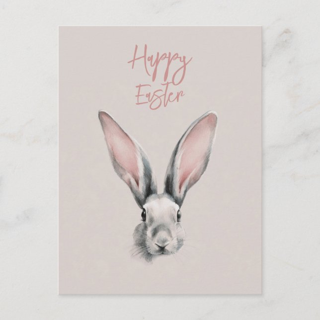 Cartão Postal Cute Easter Rabbit Postcard in Minimalistic Style (Frente)