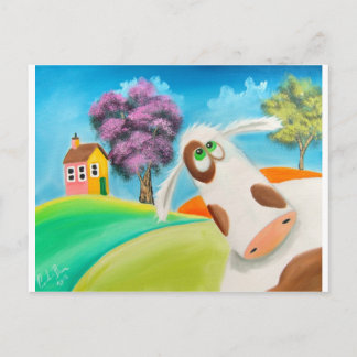 Cartão Postal CUTE FACE DE VACA Gordon Bruce art
