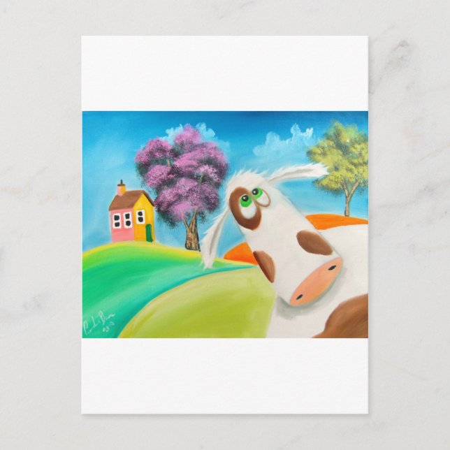 Cartão Postal CUTE FACE DE VACA Gordon Bruce art (Frente)
