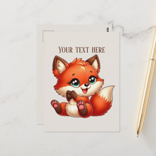 Cartão Postal Cute fox lovers customizable  (Frente/Verso In Situ)
