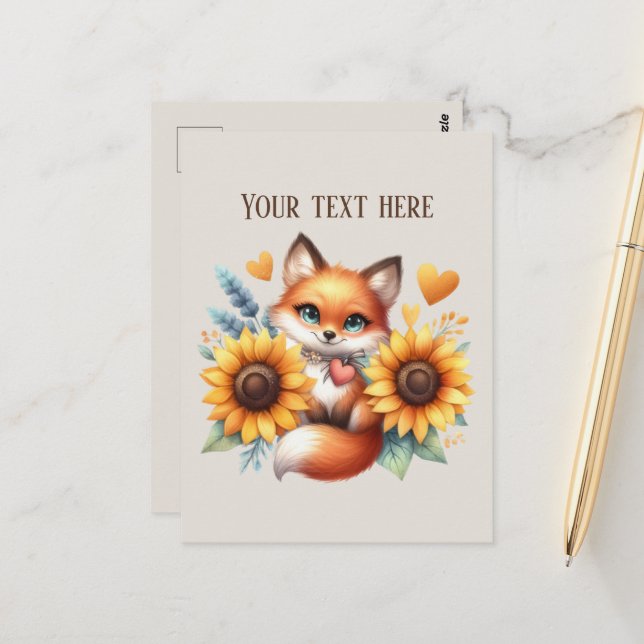 Cartão Postal Cute fox lovers customizable (Frente/Verso In Situ)