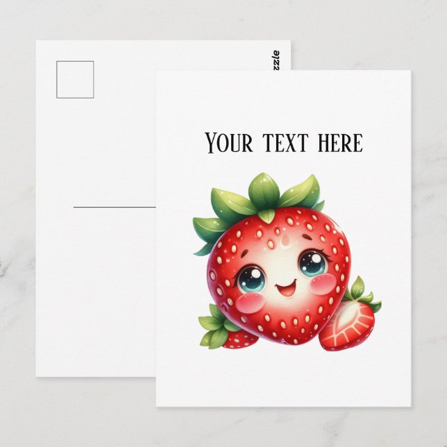 Cartão Postal Cute fresh strawberry customizable vendors  (Frente/Verso)