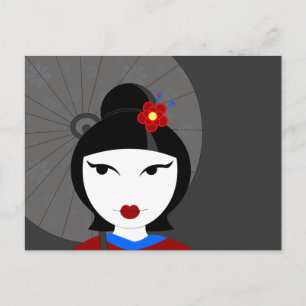 Cartão Postal Cute Geisha