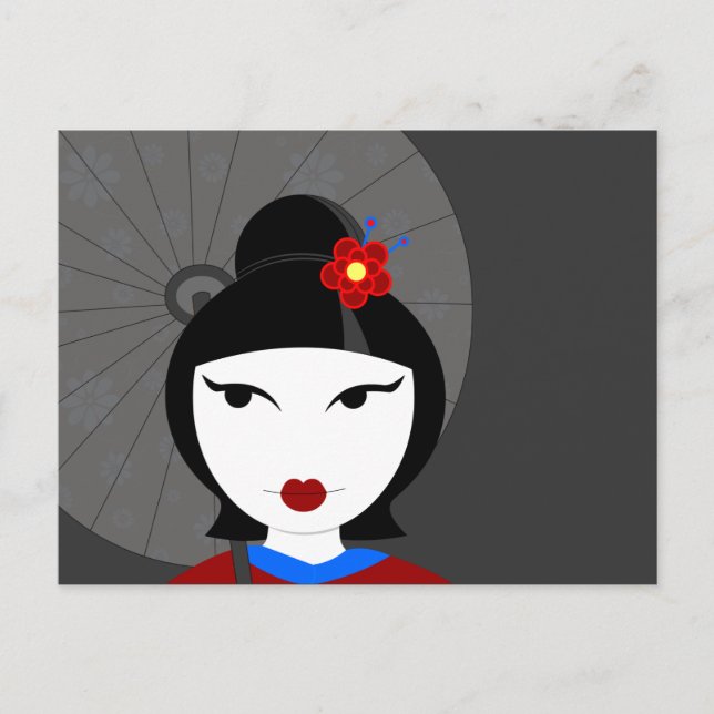 Cartão Postal Cute Geisha (Frente)