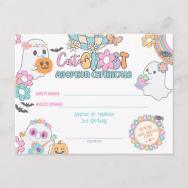 Cartão Postal Cute Ghost Adoption Certificate