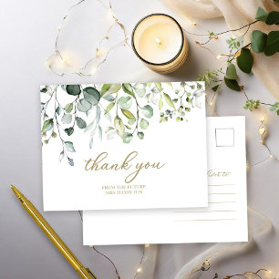 Cartão Postal Cute Greenery Eucalyptus Chá de Noiva Obrigado 