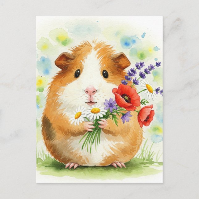 Cartão Postal Cute-Guiné com Cartão-Postal para Flores (Frente)