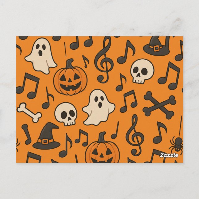 Cartão Postal Cute Halloween Music postcard (Verso)