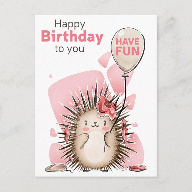 Cartão Postal Cute Happy Birthday Postcard (Frente)