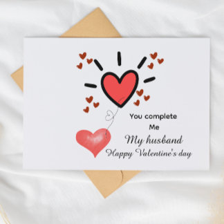 Cartão Postal Cute heart fill valentines day card for husband 