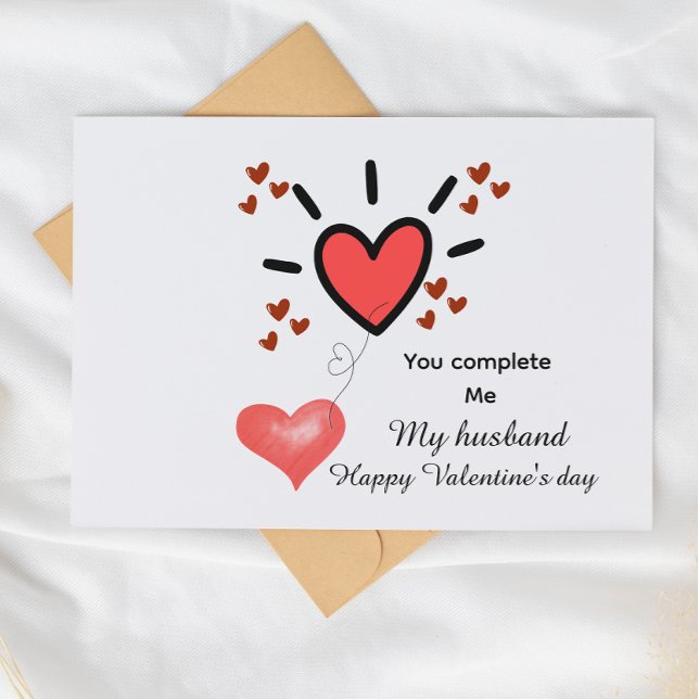 Cartão Postal Cute heart fill valentines day card for husband  (Criador carregado)