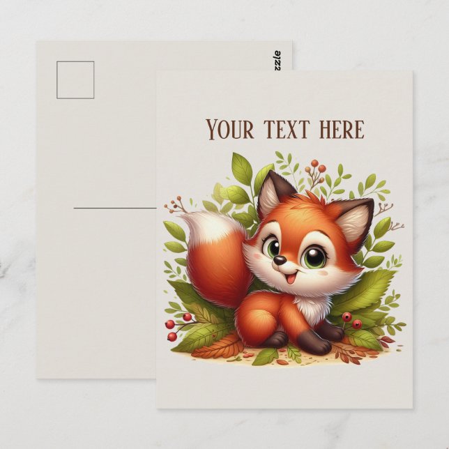 Cartão Postal Cute hiking fox lovers customizable  (Frente/Verso)