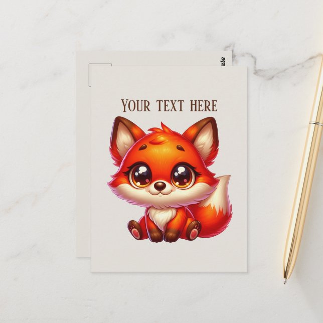Cartão Postal Cute hiking fox lovers customizable  (Frente/Verso In Situ)