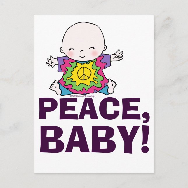 Cartão Postal Cute Hippie / Hippy Tie Dye Peace Baby (Frente)
