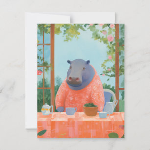 Cartão Postal Cute Hippo