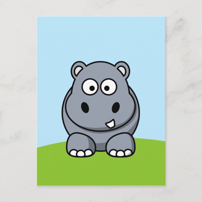 Cartão Postal Cute Hippo (Frente)