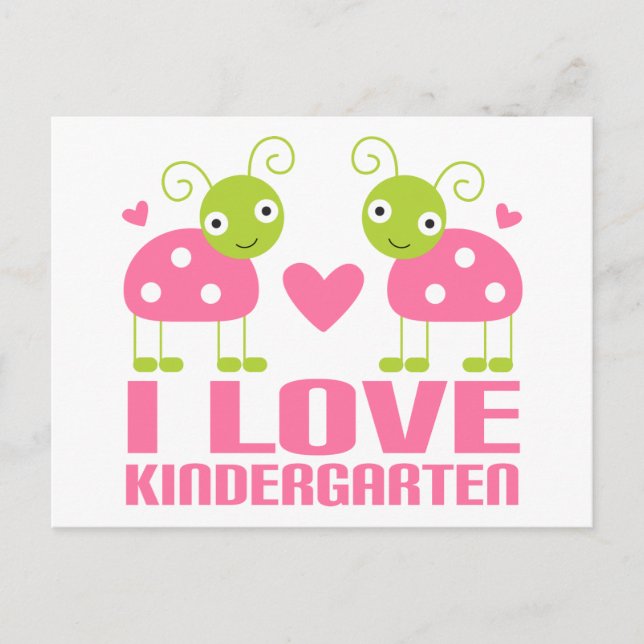 Cartão Postal Cute I Love Kindergarten Ladybug Gift (Frente)