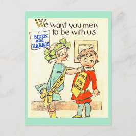 Cartão Postal Cute Joe Biden & Kamala Harris Vintage Suffragette