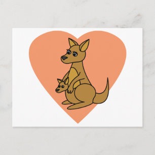 Cartão Postal Cute Kangaroo e Joey