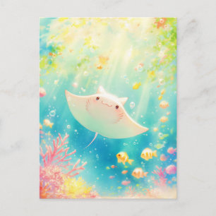 Cartão Postal Cute Kawaii Arraia Sol de Ré arrecifes
