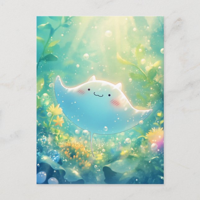 Cartão Postal Cute Kawaii Arraia Subaquática (Frente)