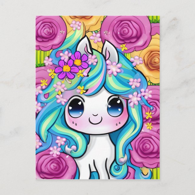 Cartão Postal Cute Kawaii Baby Pony (Frente)