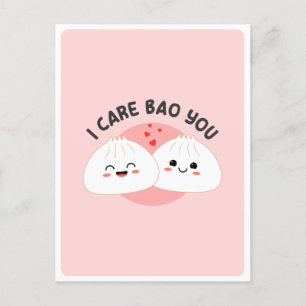 Cartão Postal Cute Kawaii Bao Dumpling Comida Asiática Trocadilh